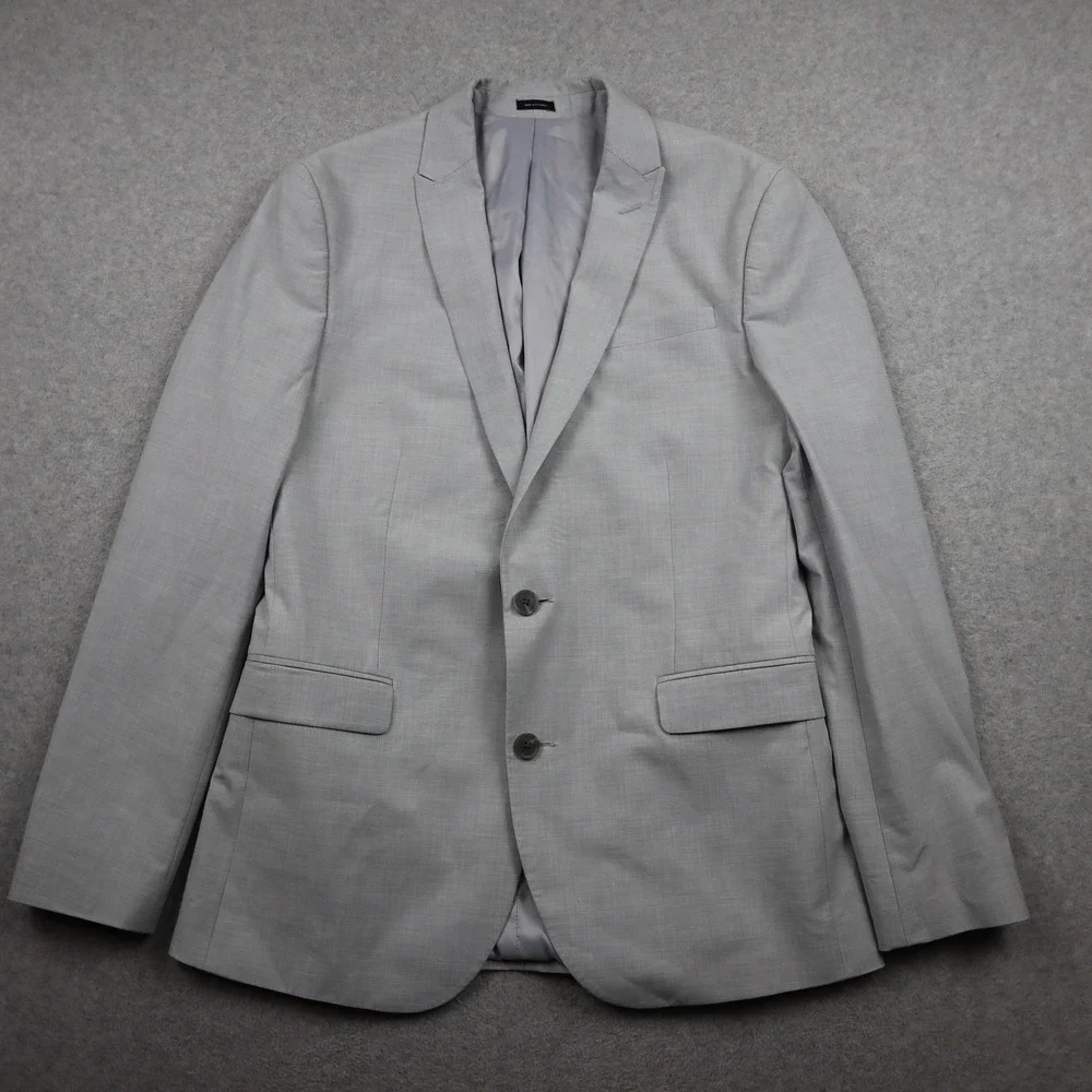 J.Ferrar Blazer Mens 40R Slim Light Gray Suit Jacket Two-Button Stretch Modern